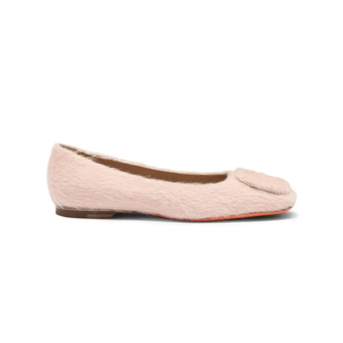 Santoni Pink Wool Ballet Flat Women Flats Shoes