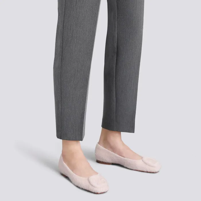 Santoni Pink Wool Ballet Flat Women Flats Shoes