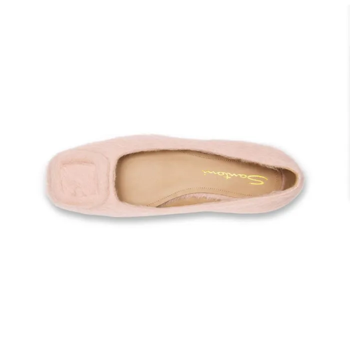 Santoni Pink Wool Ballet Flat Women Flats Shoes