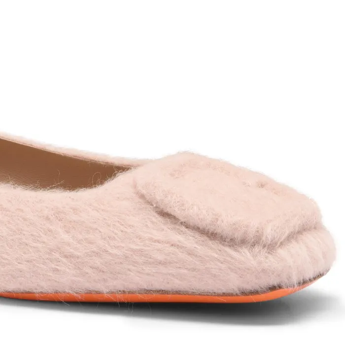 Santoni Pink Wool Ballet Flat Women Flats Shoes