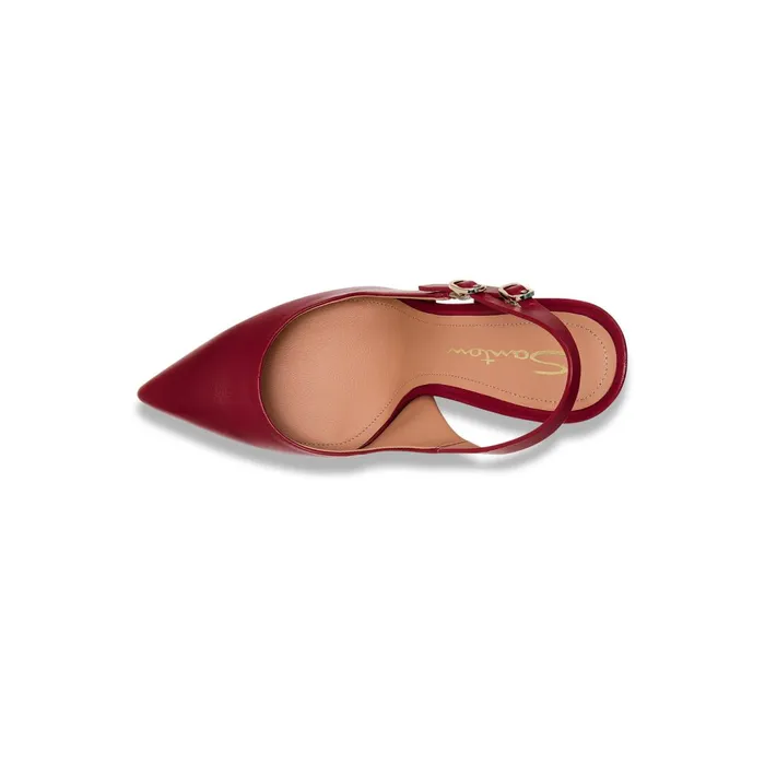 Santoni Red Leather HighHeel Slingback Women Pumps and Heels