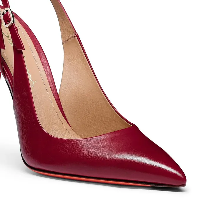 Santoni Red Leather HighHeel Slingback Women Pumps and Heels