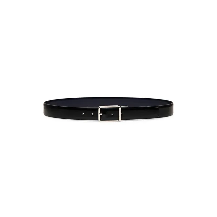 Santoni Reversible And Adjustable Black And Blue Leather Belt Men Belts
