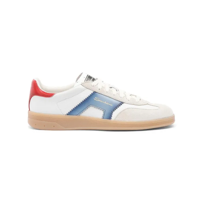 Santoni White Blue And Red Leather And Suede Dbs Oly Sneaker Women Sneakers