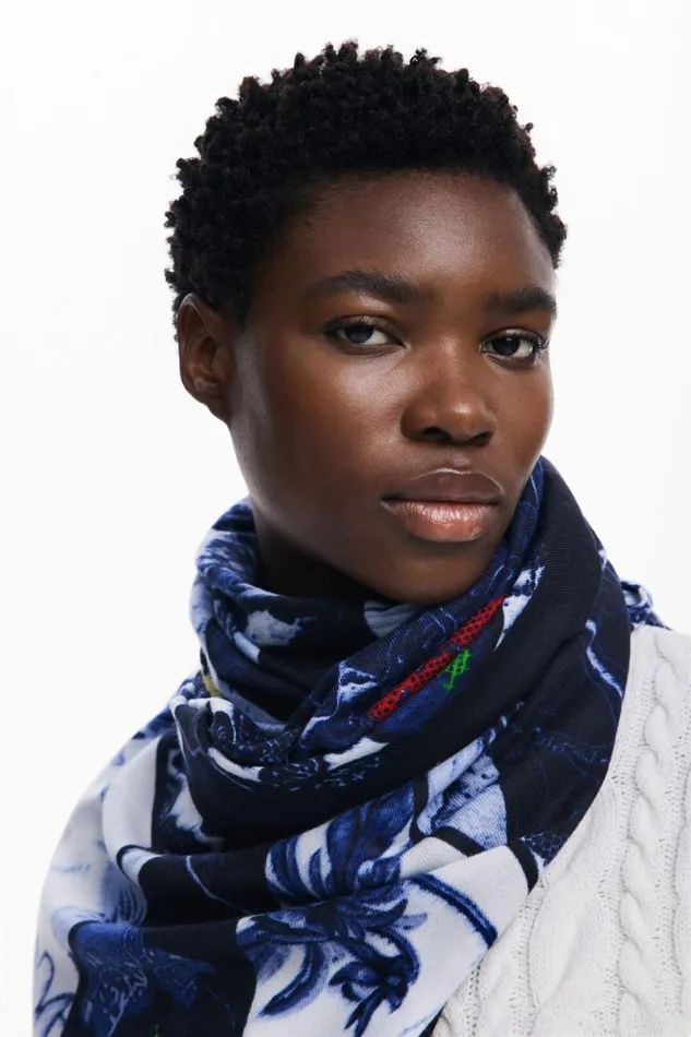 Scarves And Scarf Women Desigual Denim Floral Scarf Blue