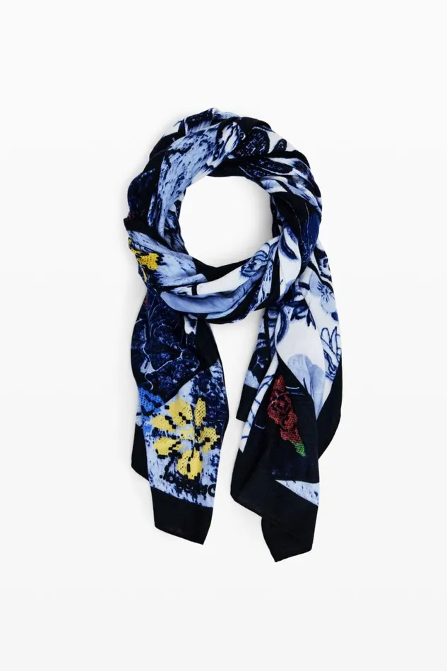 Scarves And Scarf Women Desigual Denim Floral Scarf Blue