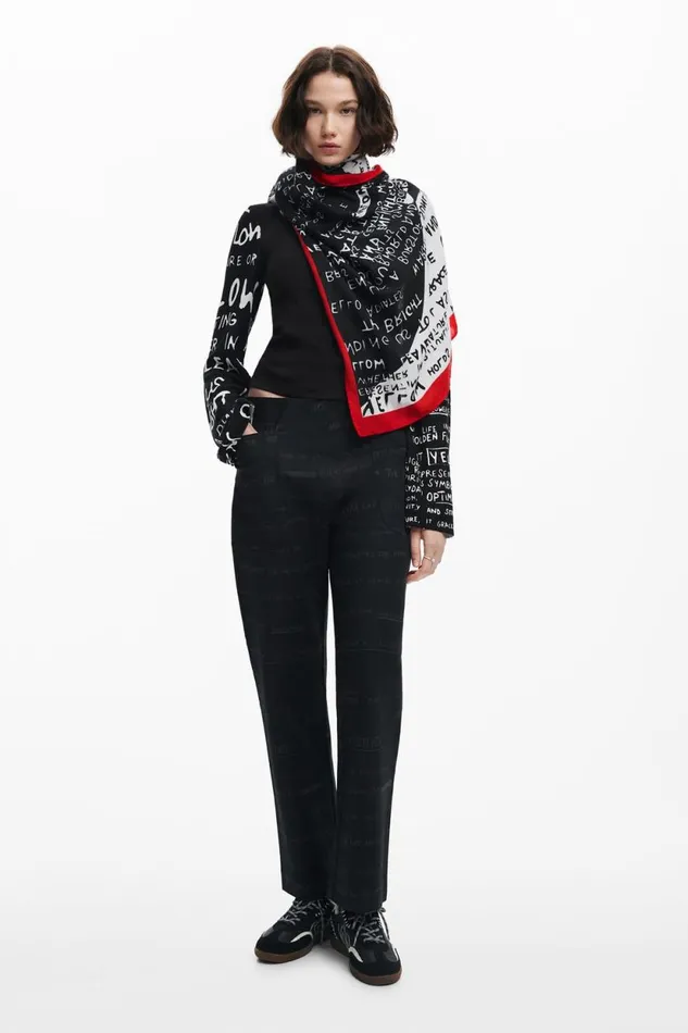 Scarves And Scarf Women Desigual Lettering Scarf Black
