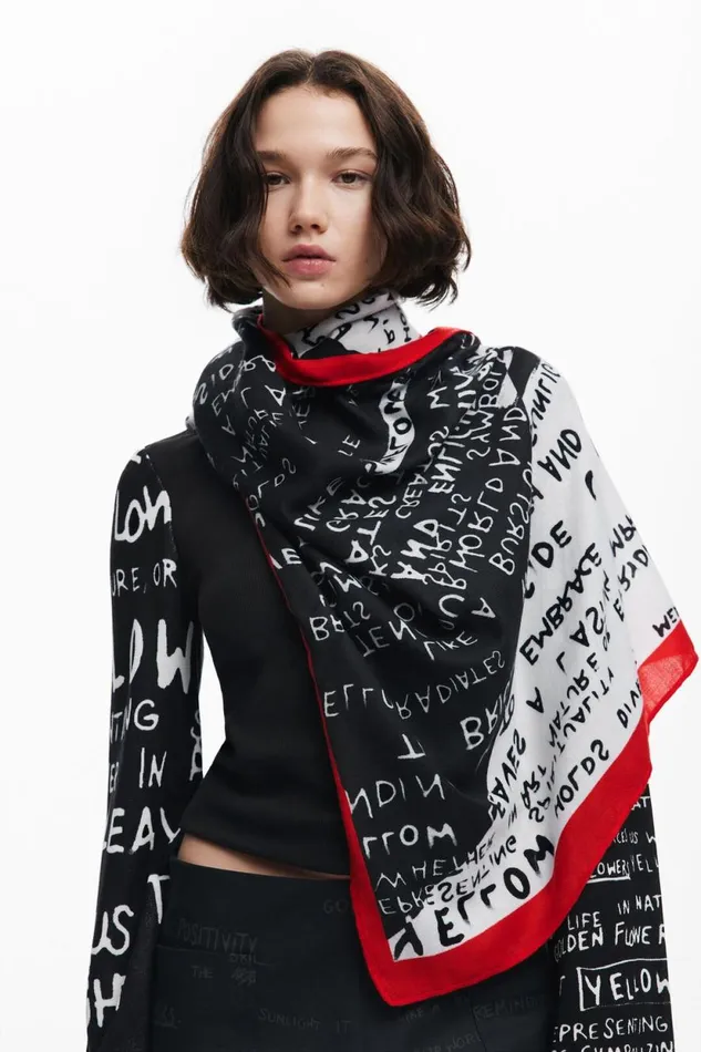 Scarves And Scarf Women Desigual Lettering Scarf Black