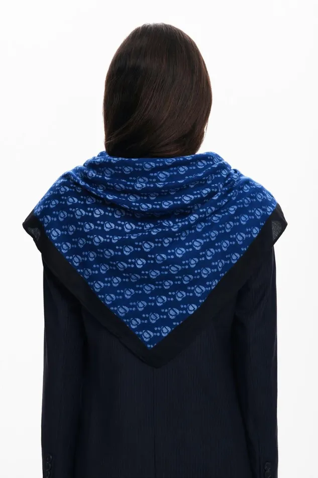 Scarves And Scarf Women Desigual Rectangular Scarf With Desigual Logo Blue