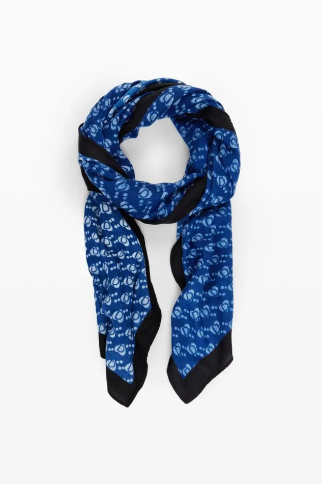 Scarves And Scarf Women Desigual Rectangular Scarf With Desigual Logo Blue