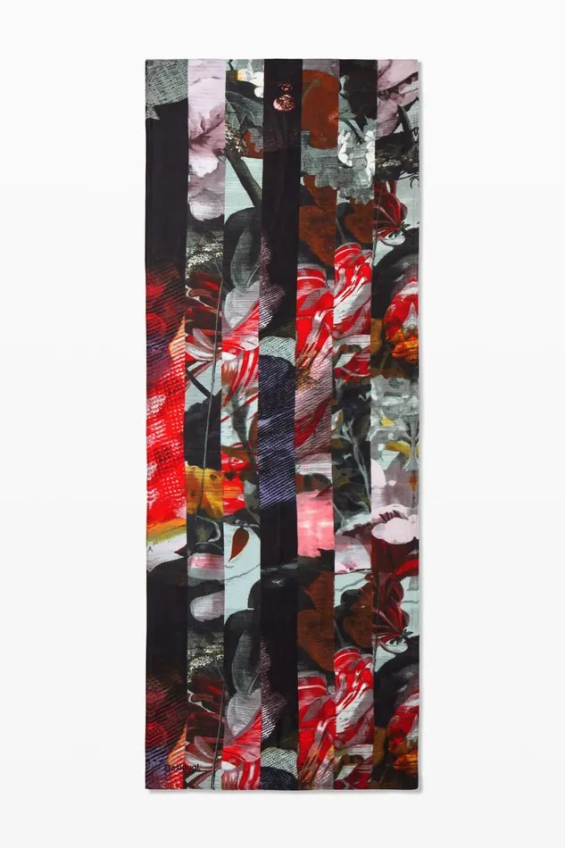 Scarves And Scarf Women Desigual Scarf With Large Flowers Materialfinishes