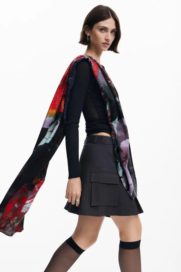 Scarves And Scarf Women Desigual Scarf With Large Flowers Materialfinishes