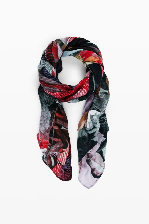 Scarves And Scarf Women Desigual Scarf With Large Flowers Materialfinishes