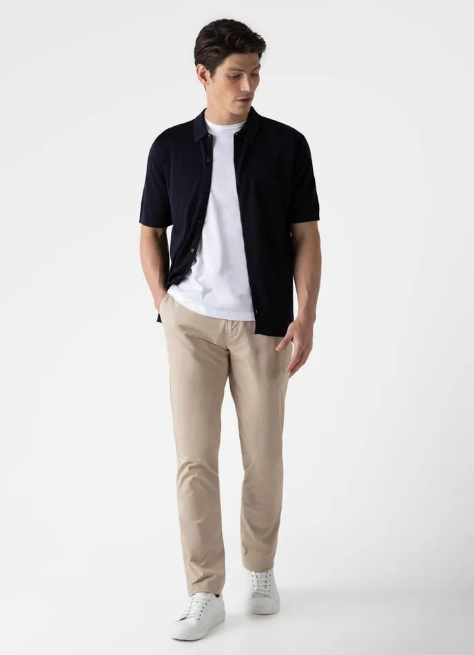 Sea Island Cotton Knit Shirt Light Navy Men SUNSPEL Knitwear