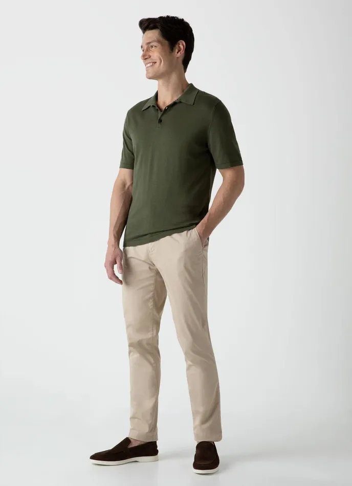Sea Island Cotton Polo Shirt Hunter Green Men SUNSPEL Knitwear