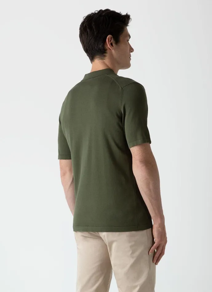 Sea Island Cotton Polo Shirt Hunter Green Men SUNSPEL Knitwear