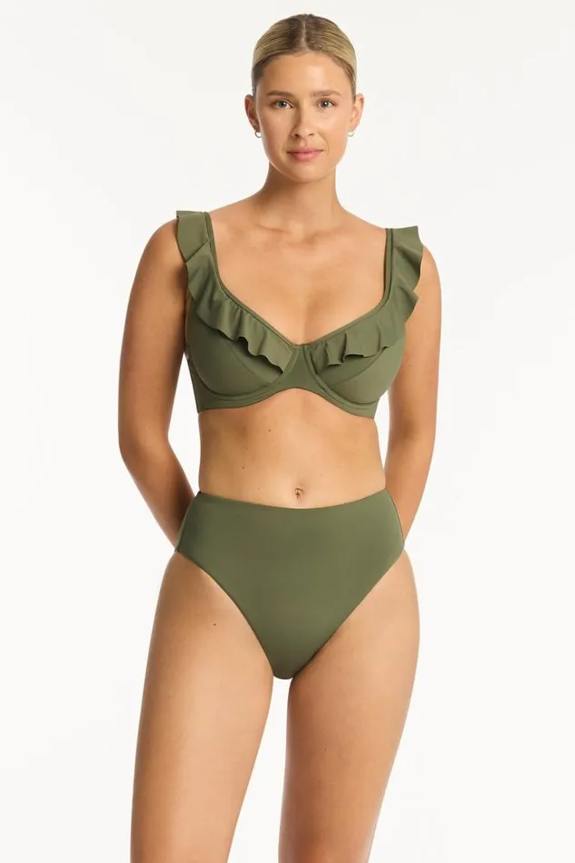 Sea Level Bottoms Eco Essentials Retro High Waist Pant Eco Essentials Khaki 8211 Women