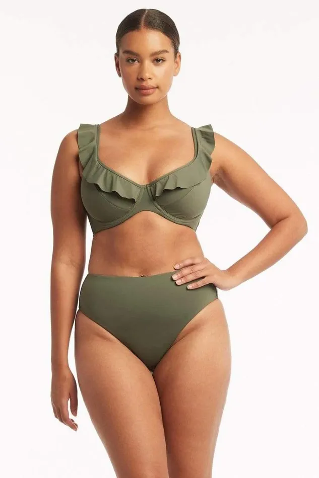 Sea Level Bottoms Eco Essentials Retro High Waist Pant Eco Essentials Khaki 8211 Women