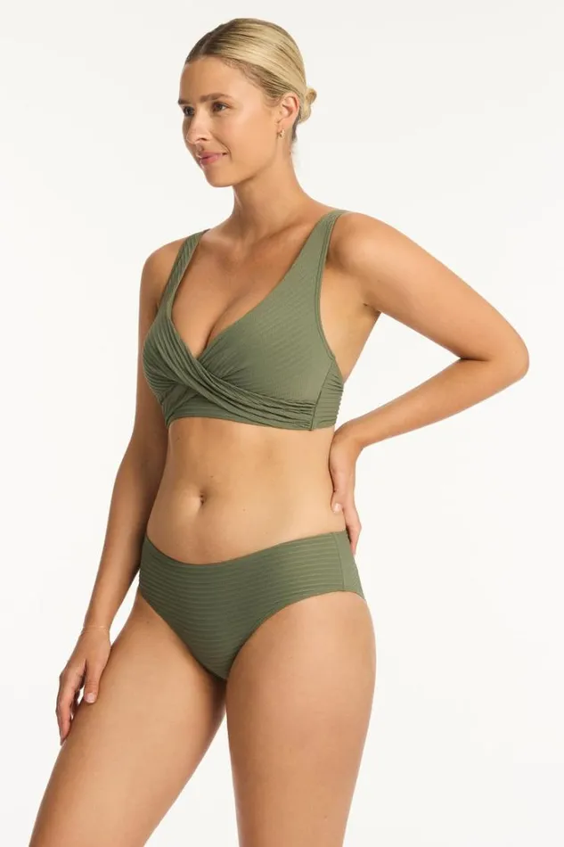 Sea Level Bottoms Spinnaker Mid Bikini Pant Spinnaker Khaki 8211 Women