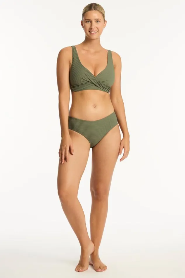 Sea Level Bottoms Spinnaker Mid Bikini Pant Spinnaker Khaki 8211 Women
