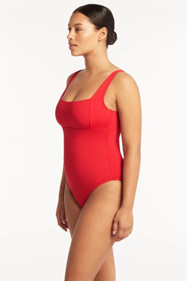 Sea Level One Pieces Eco Essentials Square Neck One Piece Eco Essentials Red 8211 Women