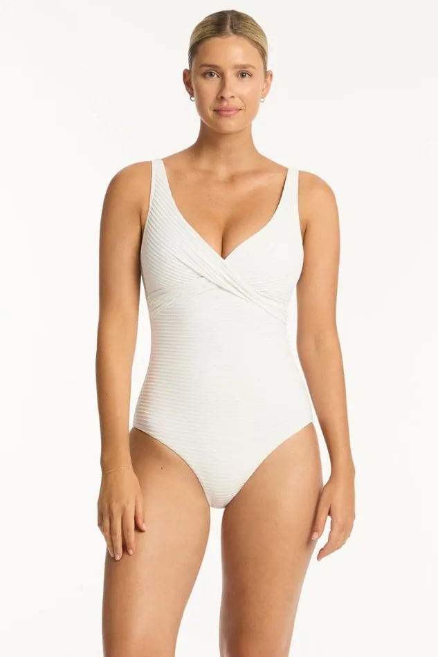 Sea Level One Pieces Spinnaker Cross Front One Piece Spinnaker White 8211 Women