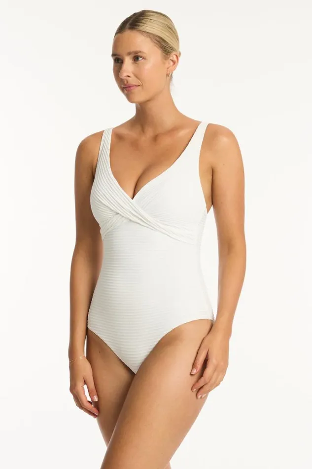 Sea Level One Pieces Spinnaker Cross Front One Piece Spinnaker White 8211 Women