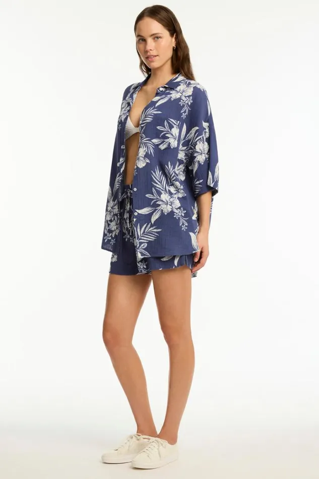 Sea Level Tops Aloha Shirt Aloha French Navy 8211 Women