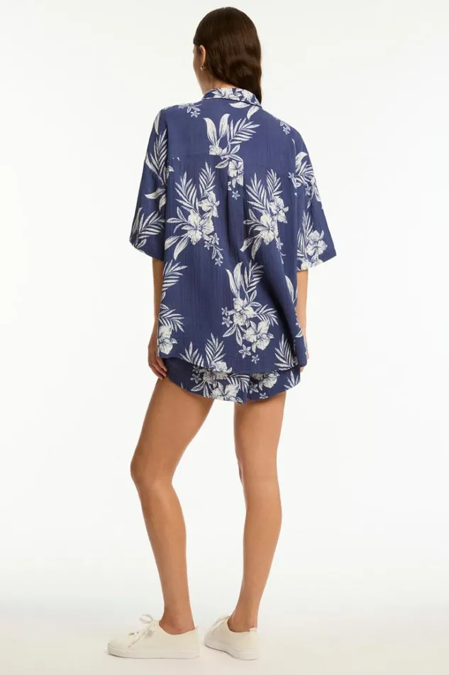 Sea Level Tops Aloha Shirt Aloha French Navy 8211 Women