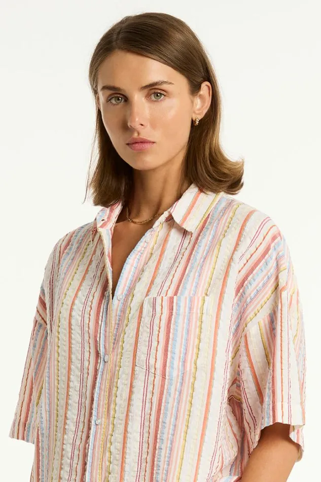 Sea Level Tops Boho Stripe Aloha Shirt Boho Stripe 8211 Women