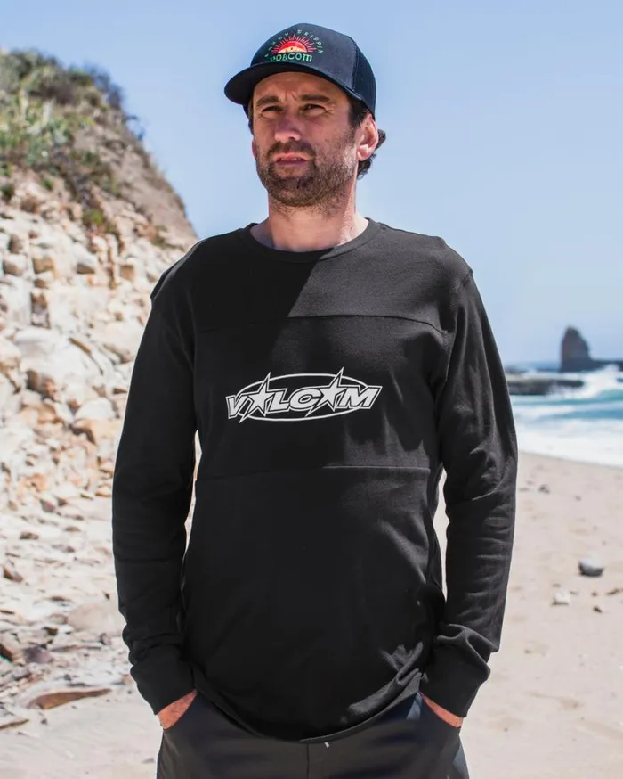 Sendstone Crew Long Sleeve Shirt 8211 Black Mens Volcom Hiking
