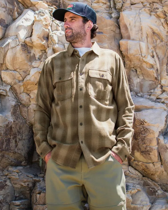 Shadowstone Flannel Long Sleeve Shirt 8211 Dark Earth Mens Volcom Shirts and Flannels