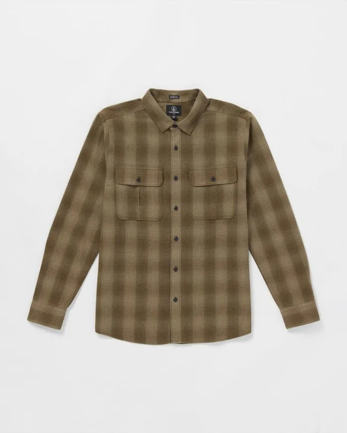 Shadowstone Flannel Long Sleeve Shirt 8211 Dark Earth Mens Volcom Shirts and Flannels