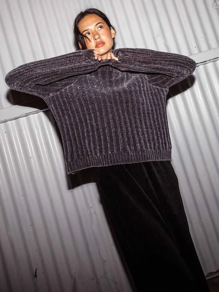 She Savage Sweater 8211 Dark Grey Womens Volcom Sweaters and Cardigans