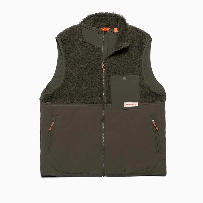 Sherpa Mixup Vest Dusty Olive Men Merrell Outerwear