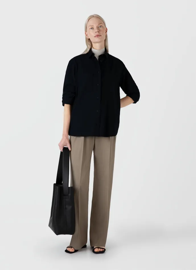 Shirts and Blouses ussunspel Women Oversized Flannel Shirt Black Shirts and Blouses ussunspel Women Oversized Flannel Shirt Black
