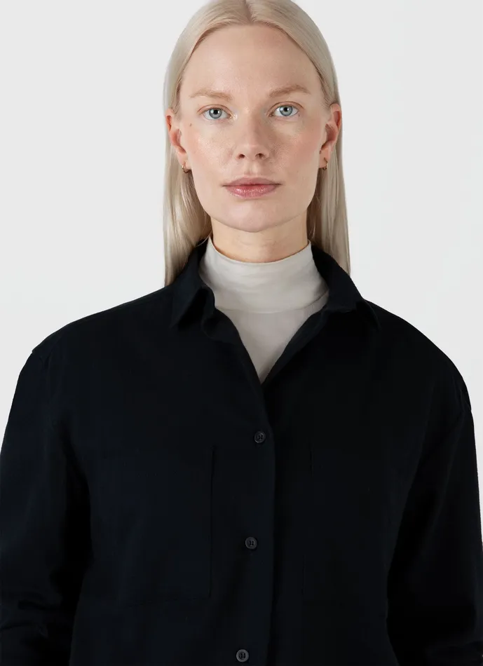 Shirts and Blouses ussunspel Women Oversized Flannel Shirt Black Shirts and Blouses ussunspel Women Oversized Flannel Shirt Black