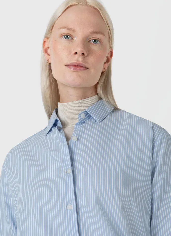 Shirts and Blouses Women Cotton Shirt Light BlueWhite ussunspel Shirts and Blouses Women Cotton Shirt Light BlueWhite ussunspel