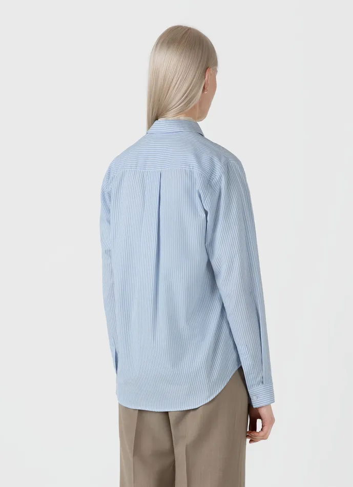 Shirts and Blouses Women Cotton Shirt Light BlueWhite ussunspel Shirts and Blouses Women Cotton Shirt Light BlueWhite ussunspel