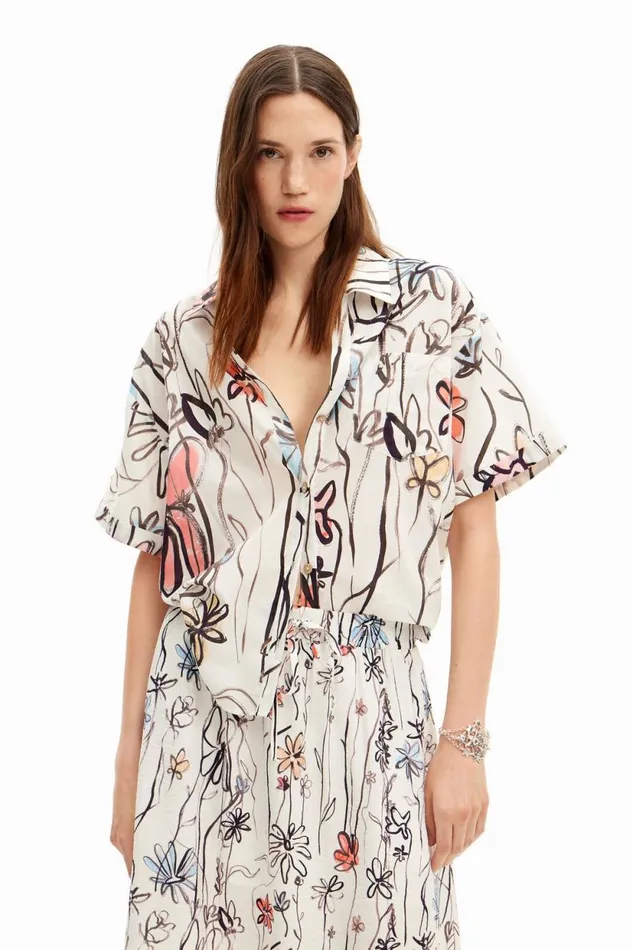 Shirts And Blouses Women Desigual Illustrated Floral Shirt White