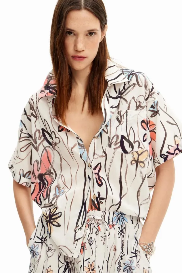 Shirts And Blouses Women Desigual Illustrated Floral Shirt White