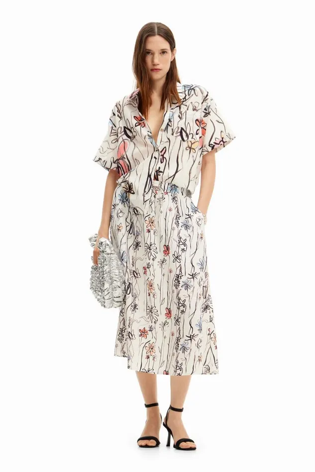 Shirts And Blouses Women Desigual Illustrated Floral Shirt White