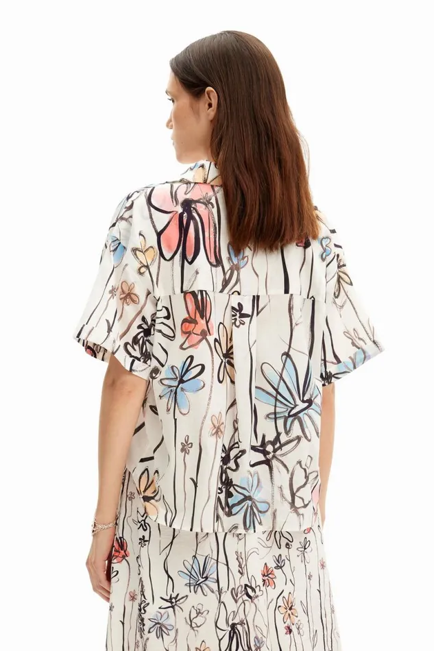 Shirts And Blouses Women Desigual Illustrated Floral Shirt White