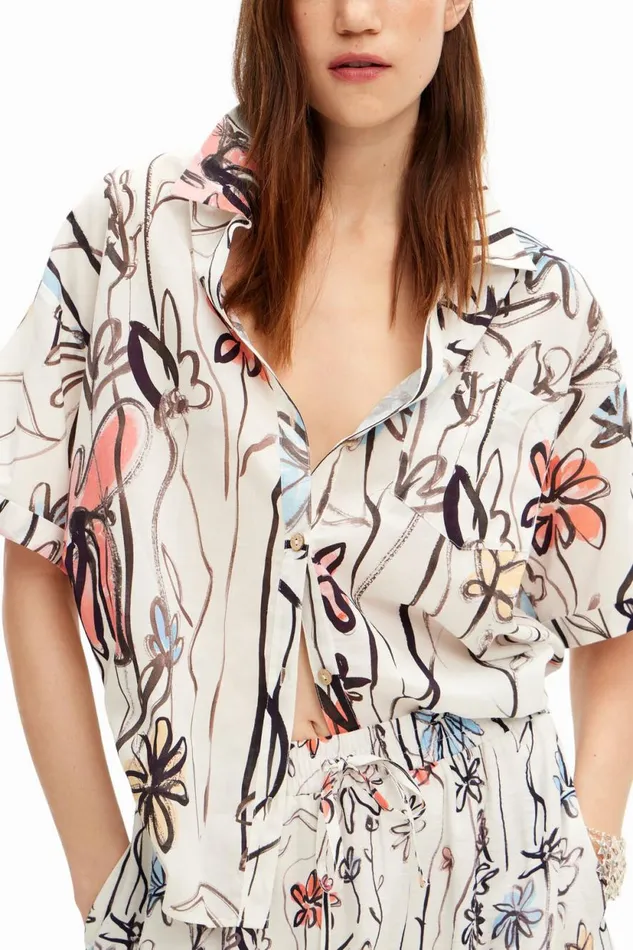 Shirts And Blouses Women Desigual Illustrated Floral Shirt White