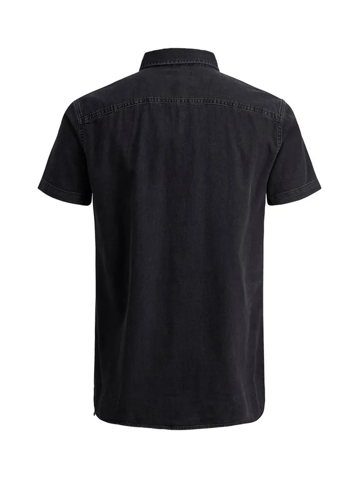 Shirts JACK and JONES Mens BASIC SHORT SLEEVED SHIRT Black Black Denim Near Me