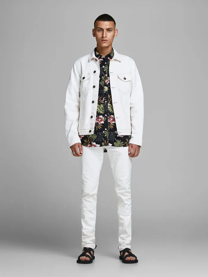 Shirts JACK and JONES Mens BOTANICAL PRINT SHORT SLEEVED SHIRT Black Black Cheap On Sale