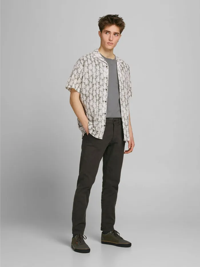 Shirts JACK and JONES Mens BOTANICAL PRINT SHORT SLEEVED SHIRT Green Sea Spray For Sale