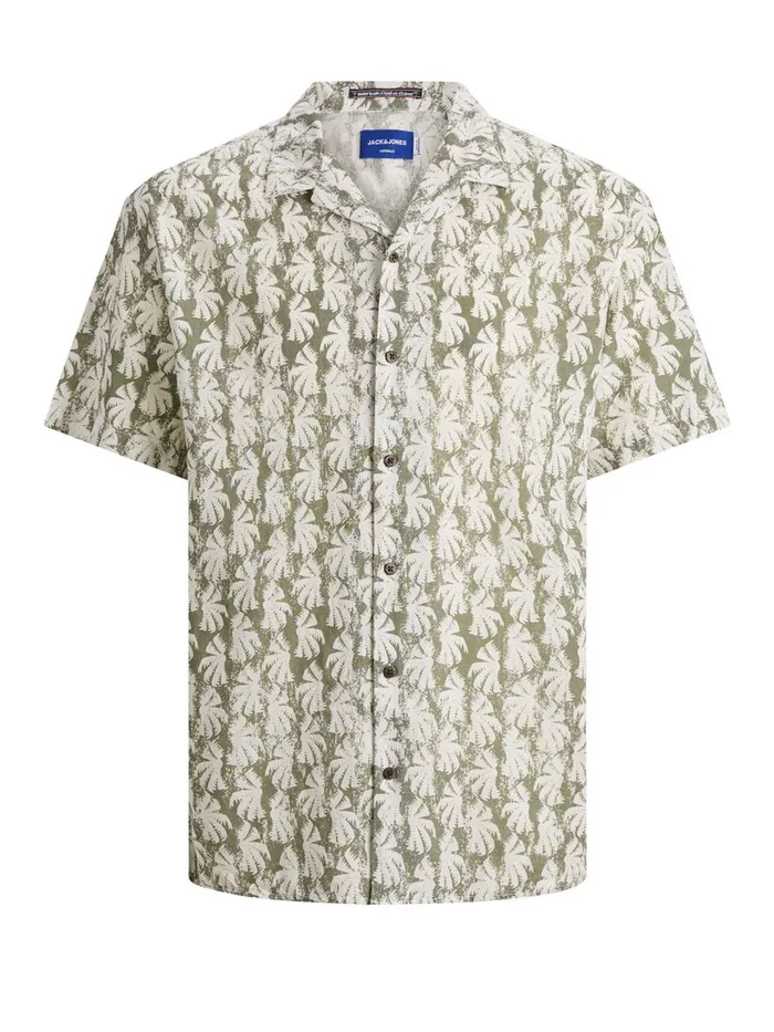 Shirts JACK and JONES Mens BOTANICAL PRINT SHORT SLEEVED SHIRT Green Sea Spray For Sale