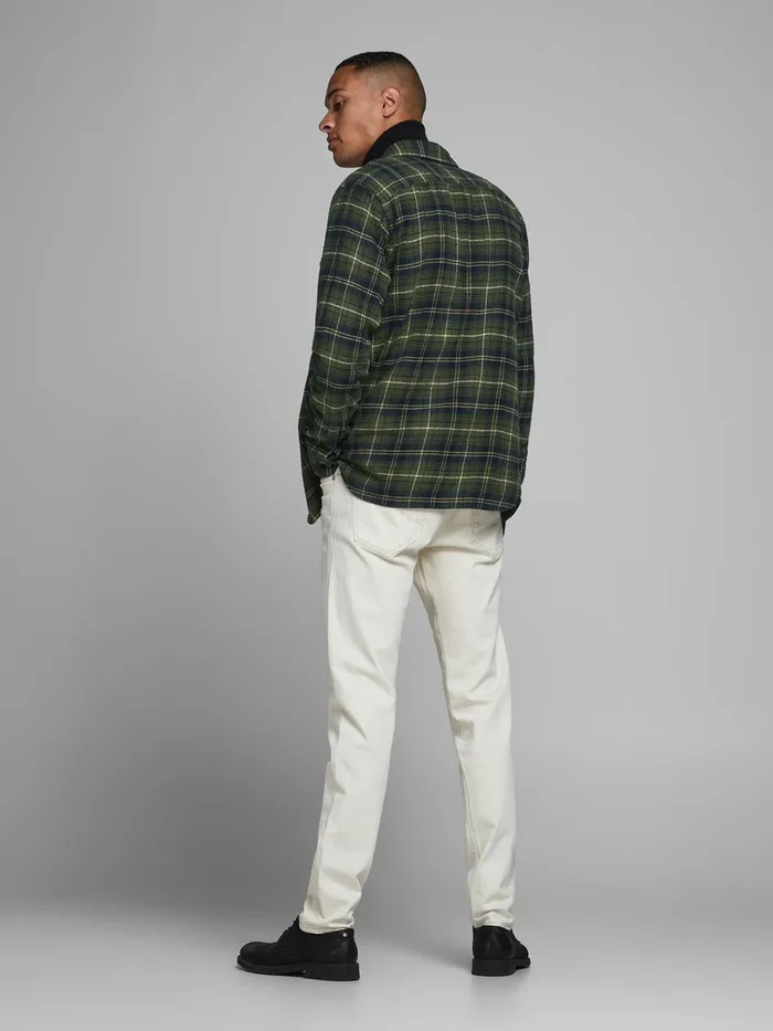 Shirts JACK and JONES Mens COMFORT FIT CHECK SHIRT Green Forest Night On Sale