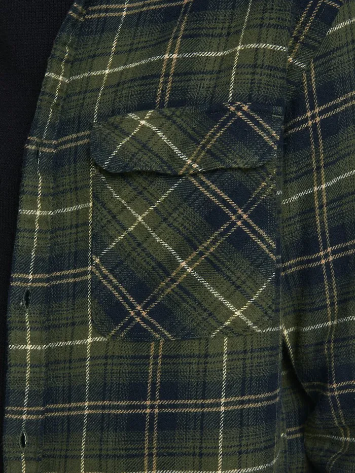 Shirts JACK and JONES Mens COMFORT FIT CHECK SHIRT Green Forest Night On Sale